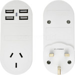 Samsonite Travel Accessories Adaptor Plug USB x 4 Australia to UK & HK White 86347