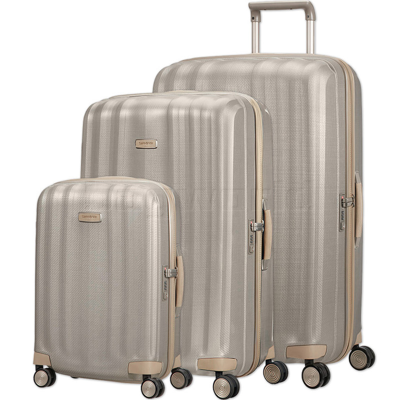 Bagworld Australia Shop Viewing Samsonite Lite Cube Prime Hardside Suitcase Set of 3 Matt Ivory Gold 15672 15675 15676 with FREE Digital Luggage Scale 12775