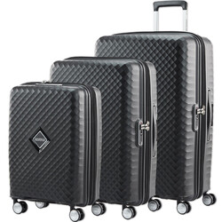 American Tourister Squasem Hardside Suitcase Set of 3 Black 45745, 45746, 45747 with FREE Digital Luggage Scale 12775