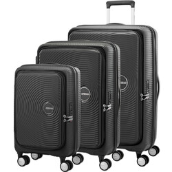 Bagworld Australia Shop Viewing American Tourister Curio Book Opening Hardside Suitcase Set of 3 Black 48232 48233 48234 with FREE Digital Luggage Scale 12775