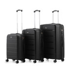 Qantas Noosa Hardside Suitcase Set of 3 Black QF23S, QF23M, QF23L with FREE Memory Foam Pillow 21244
