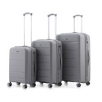 Qantas Noosa Hardside Suitcase Set of 3 Silver QF23S, QF23M, QF23L with FREE Memory Foam Pillow 21244