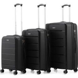 Qantas Noosa Hardside Suitcase Set of 3 Black QF23S, QF23M, QF23L with FREE Digital Luggage Scale 12775