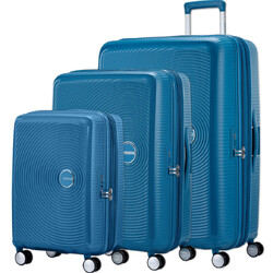 American Tourister Curio 2 Hardside Suitcase Set of 3 Pacific Blue 45138, 45139, 45140 with FREE Digital Luggage Scale 12775