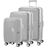 American Tourister Curio Book Opening Hardside Suitcase Set of 3 Cool Grey 53568, 53569, 53570 with FREE Digital Luggage Scale 12775